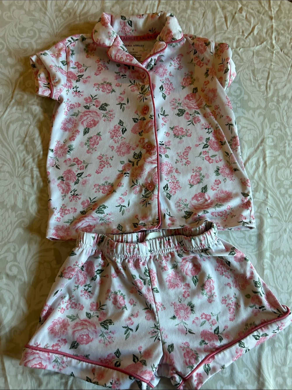 Laura Ashley Pink Floral Short-Sleeve Pajama Set